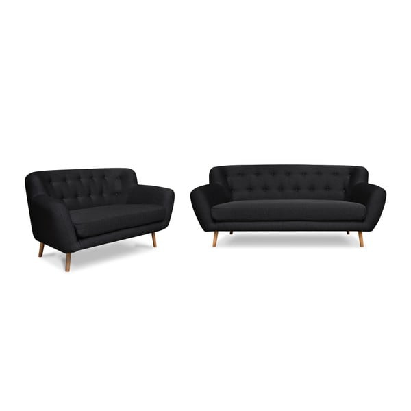 2 tumši pelēku divvietīgu un trīsvietīgu dīvānu komplekts Cosmopolitan design London