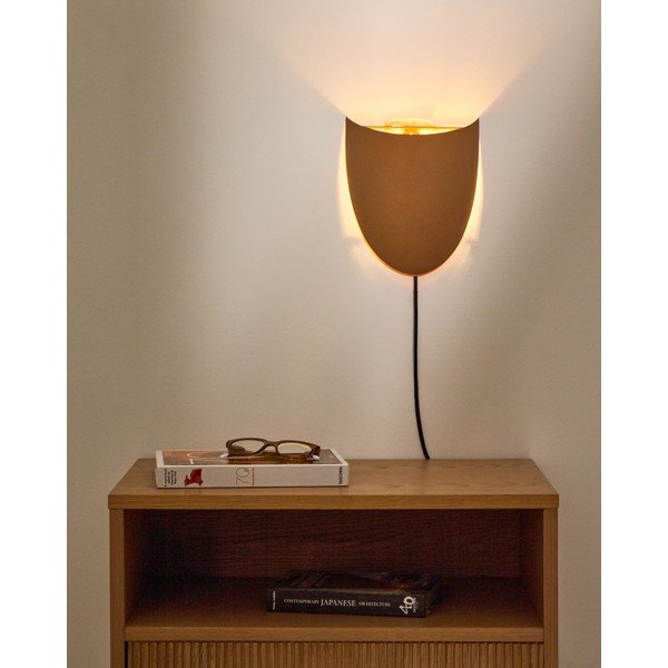 Terakotas oranža sienas lampa ar vadu Nibla – Kave Home-image-1