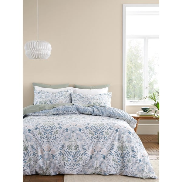 Balta/zila divguļamā kokvilnas gultas veļa 200x200 cm Hedgegrow Hopper – Bianca