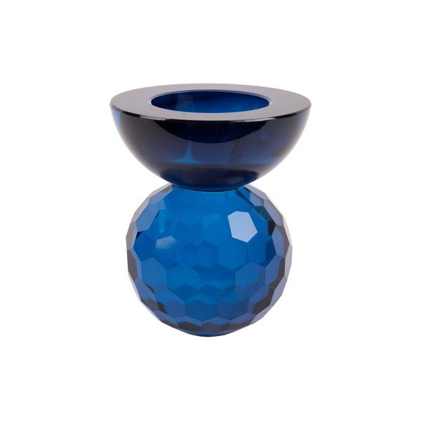 Zils stikla svečturis Crystal Art – PT LIVING-image-1