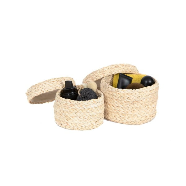 2 uzglabāšanas grozu komplekts no kukurūzas virves Compactor-image-1