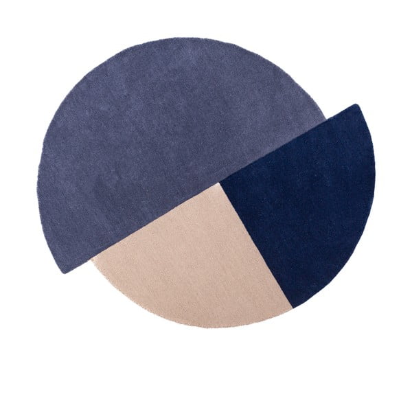 Zils ar rokām darināts vilnas apaļš paklājs ø 200 cm Mia Segment – Flair Rugs
