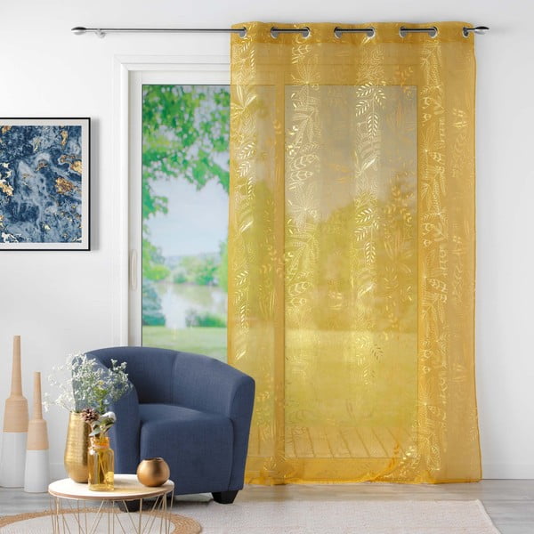 Dzeltens dienas aizkars 140x280 cm Belflor – douceur d'intérieur-image-2
