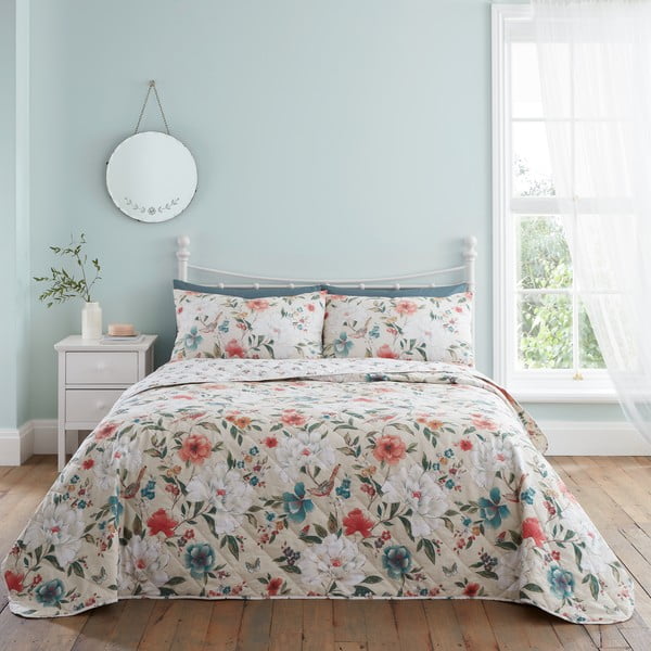 Bēšs gultas pārklājs divguļamai gultai 220x230 cm Pippa Floral Bird – Catherine Lansfield