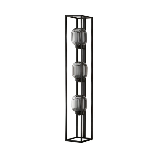 Melna stāvlampa ar stikla abažūru (augstums 130 cm) Regi – Fischer & Honsel