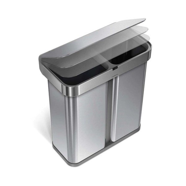 Nerūsējošā tērauda atkritumu tvertne šķirotiem atkritumiem 58 l Dual – simplehuman-image-4