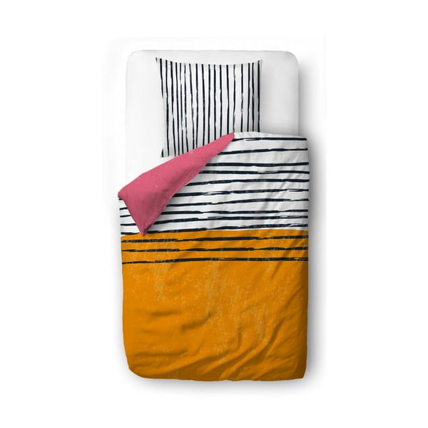 Vienguļamā gultas veļa no kokvilnas satīna 140x200 cm Black Stripes in Colors – Butter Kings