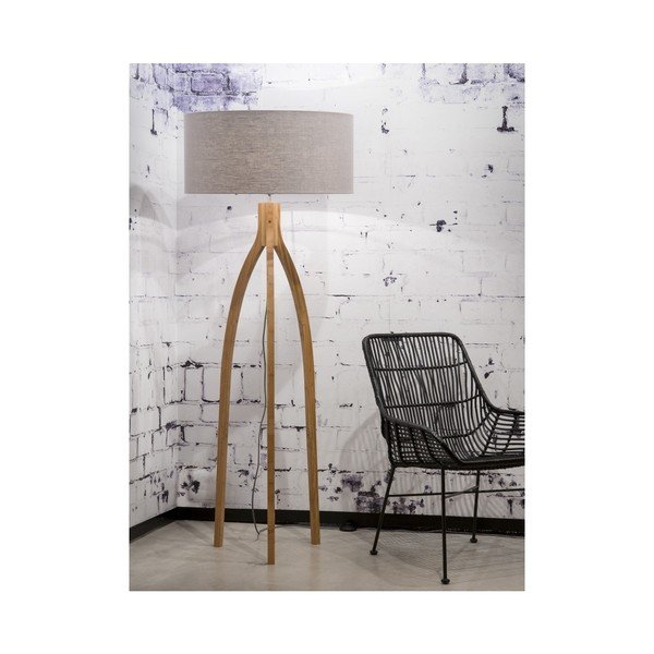 Stāvlampa ar gaiši pelēku abažūru un bambusa struktūru Good&Mojo Annapurna-image-3
