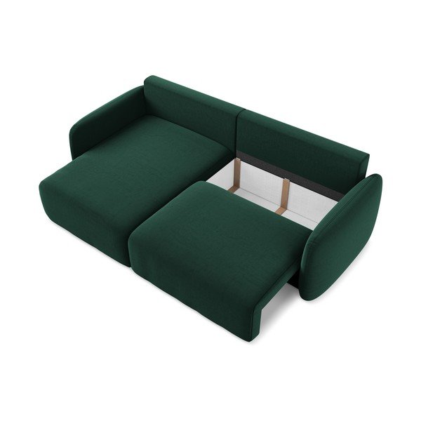 Tumši zaļš samta salokāms stūra dīvāns ar uzglabāšanas vietu (ar kreiso stūri/ar zvilni) Kalena – Makamii-image-4