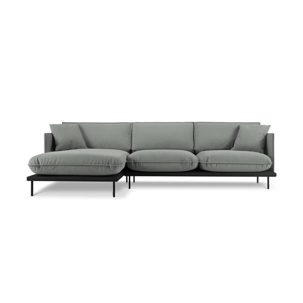 Pelēks samta stūra dīvāns (ar kreiso stūri) Auguste – Interieurs 86