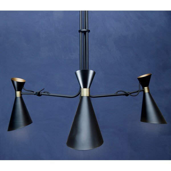 Melna/zelta krāsas metāla piekaramā lampa ar metāla abažūru Linox – Premier Housewares-image-1