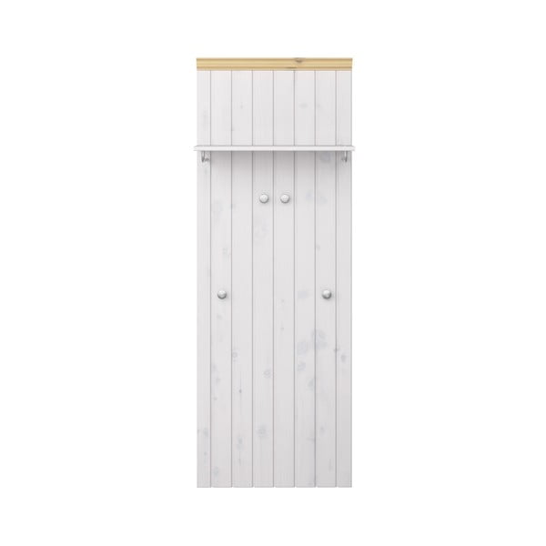 Piena baltā krāsā lakots priedes koka sienas pakaramais Steens Monaco, 52 x 145 cm