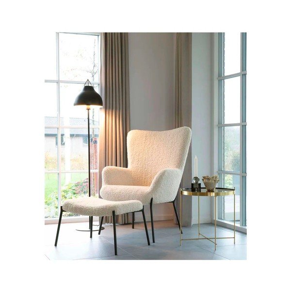 Krēmkrāsas kāju soliņš no mākslīgās kažokādas Glasgow – House Nordic-image-1