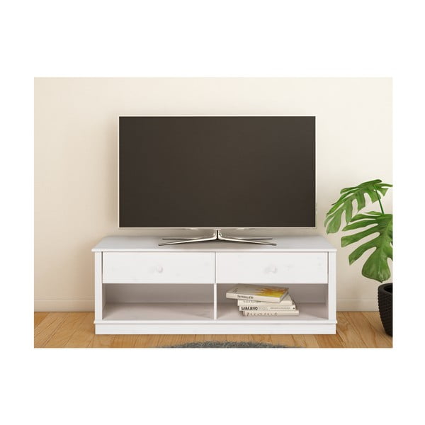 Balts priedes masīvkoka TV galdiņš 137x47 cm Anita – Støraa-image-1