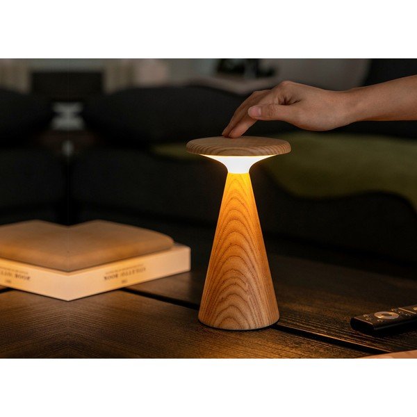Dabīga toņa LED galda lampa ar koka abažūru (augstums 21 cm) Sylva – Gingko-image-2