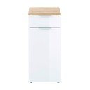 Balts dabīga toņa zems vannas istabas skapītis ar ozolkoka imitāciju 39x86 cm Pescara – Germania