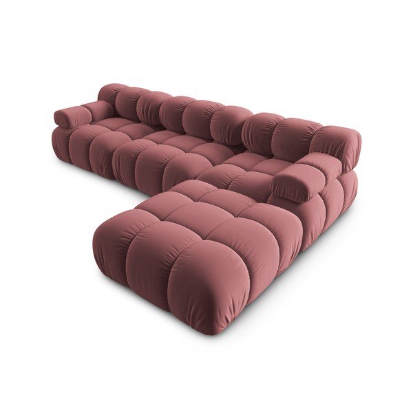 Rozā samta stūra dīvāns Bellis – Micadoni Home-image-4