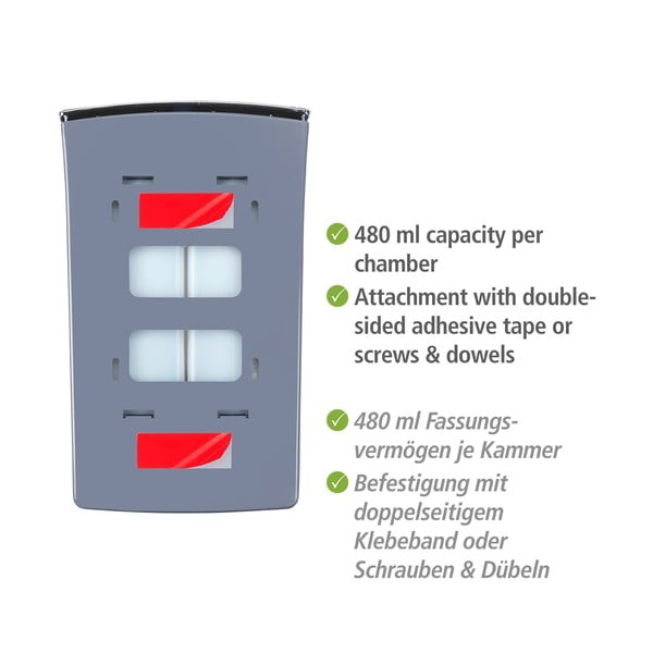 Balts sienas plastmasas ziepju dozators 0,96 l Tartas – Wenko-image-3