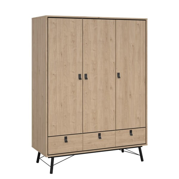 Dabīga toņa drēbju skapis ar ozolkoka imitāciju 150x200 cm Ry – Tvilum-image-2