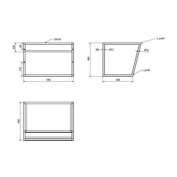 Balts/melns tērauda piekarams statīvs zem izlietnes 60x40 cm Ska – Sapho-image-3