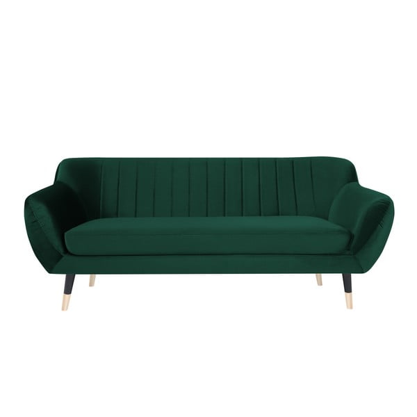 Zaļš trīsvietīgs dīvāns ar melnām kājām Mazzini Sofas Benito, 188 cm