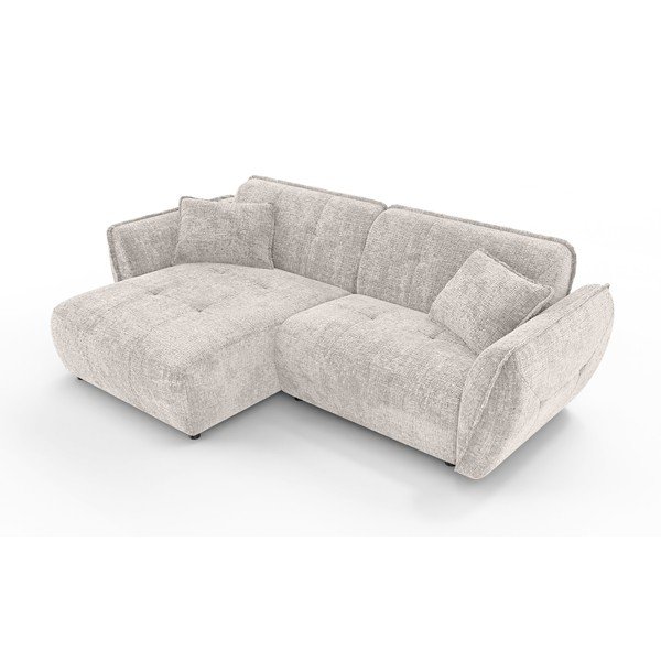 Bēšs stūra dīvāns no šenila auduma (ar kreiso stūri/ar zvilni) Nelia – Ropez-image-2