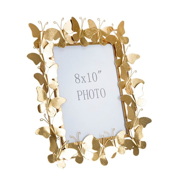 Zelta krāsas metāla stāvošs foto rāmis 35x38 cm Butterfly – Mauro Ferretti-image-2