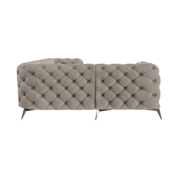 Pelēkbēšs samta stūra dīvāns (ar kreiso stūri/L veida) Chelsea – Ropez-image-3