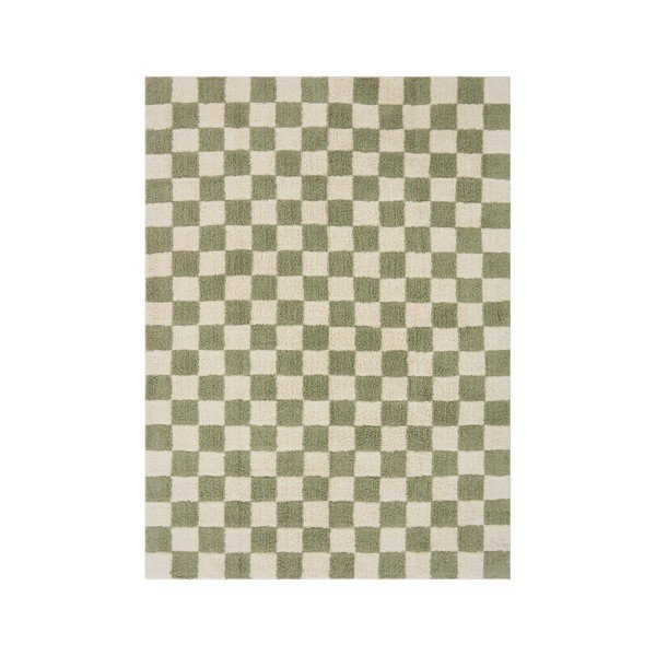 Zaļš/krēmkrāsas kokvilnas paklājs 170x240 cm Mela – Jotex