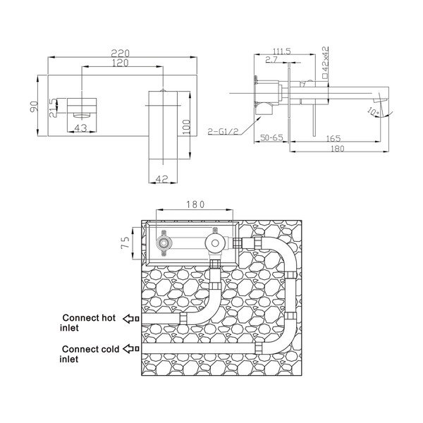 Spīdīgas sudraba krāsas iebūvēts jaucējkrāns izlietnei (ar 1 izvadu) Latus – Sapho-image-3