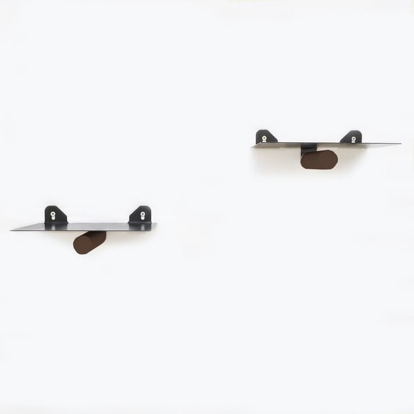 Melni metāla sienas plaukti (2 gab.) 21 cm Rod – Kalune Design-image-1