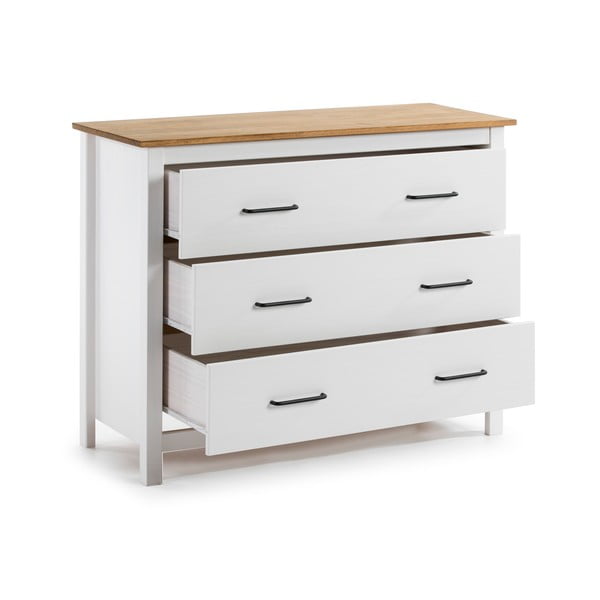 Balta priedes masīvkoka zema kumode 100x80 cm Miranda – Marckeric-image-3