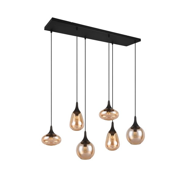 Melna/oranža piekaramā lampa ar stikla abažūru Lumina – Trio-image-3