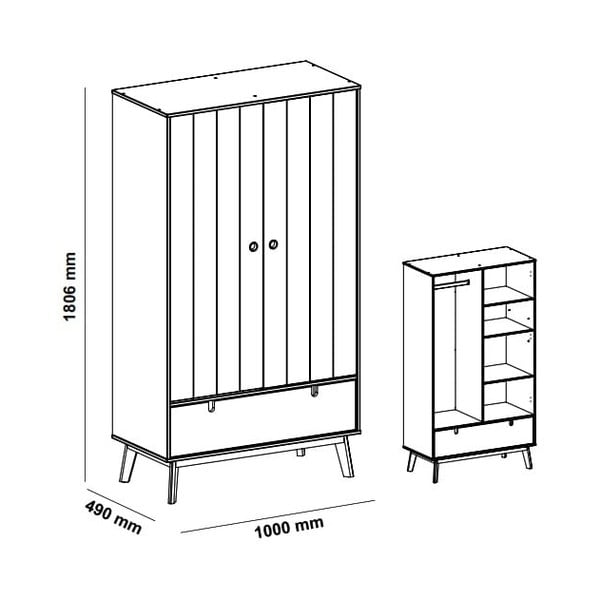Zaļš bērnu skapis ar priedes koka kājām Marckeric Kiara-image-4