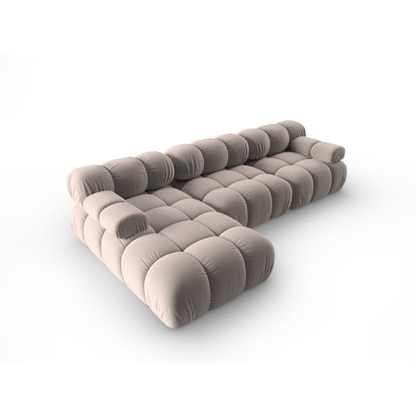 Gaiši brūns samta modulārais stūra dīvāns (ar kreiso stūri) Bellis – Micadoni -image-4