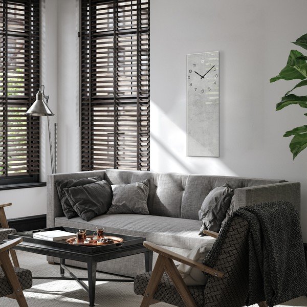 Sienas pulkstenis Styler Glassclock Concrete, 20 x 60 cm-image-2