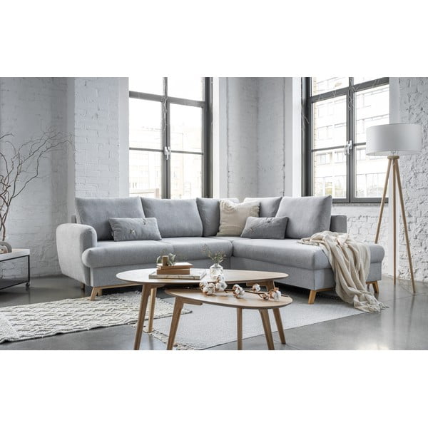 Gaiši pelēks salokāms/ar uzglabāšanas vietu stūra dīvāns (ar labo stūri/L veida) Scandic Lagom – Miuform-image-4