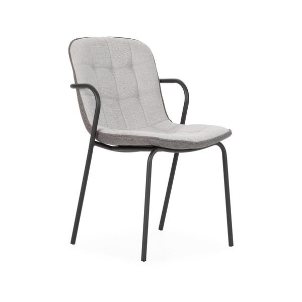 Gaiši pelēks polsterēts pusdienu krēsls ar roku balstiem Angie – Marckeric