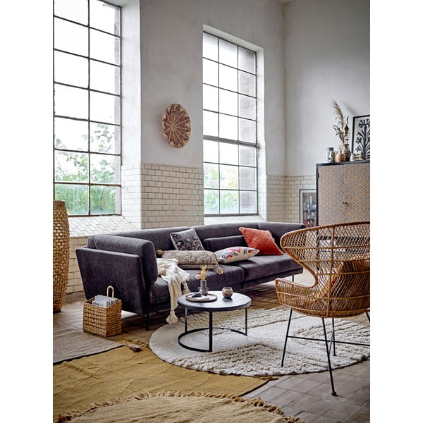 Oranžs apaļš vilnas paklājs ø 110 cm Lenea – Bloomingville-image-2