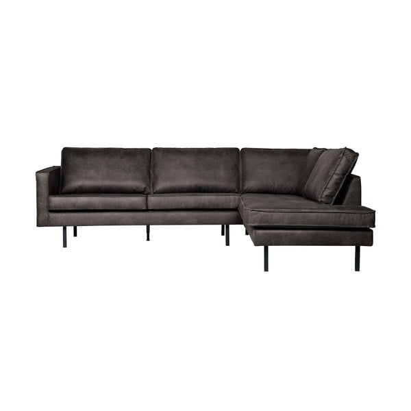 Melns stūra dīvāns no ādas imitācijas BePureHome Rodeo, labais stūris