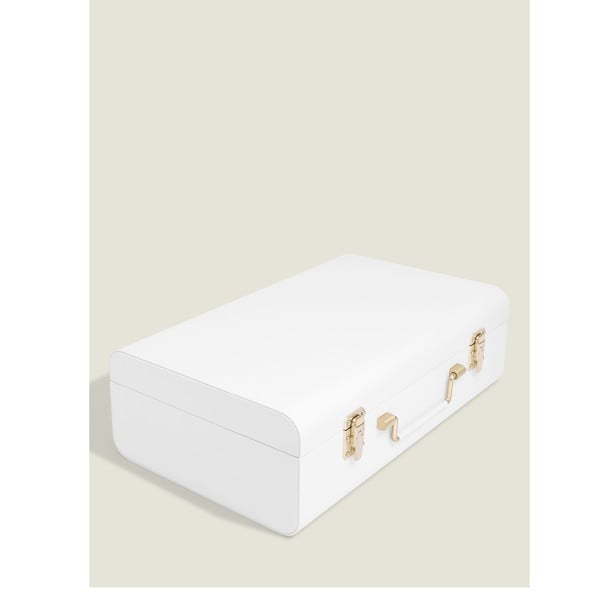 Balta dekoratīva uzglabāšanas kaste no ādas imitācijas 50x30x15 cm – Stackers-image-2