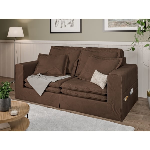 Tumši brūns dīvāns 196 cm Nora – Ropez-image-3