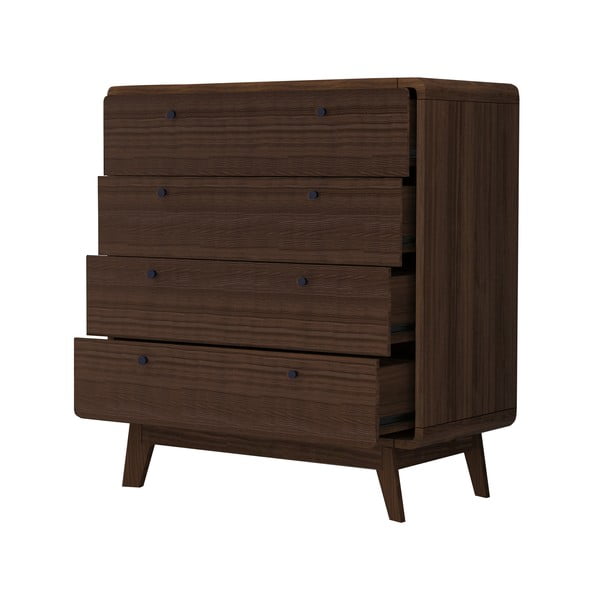 Tumši brūna augsta kumode ar riekstkoka imitāciju 80x88 cm Caitlin – Støraa-image-2