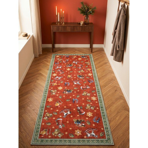 Sarkans/zaļš celiņa paklājs ar Ziemassvētku motīvu 80x200 cm Toy's Delight Nostalgic Noel Red Green – Villeroy&Boch-image-1