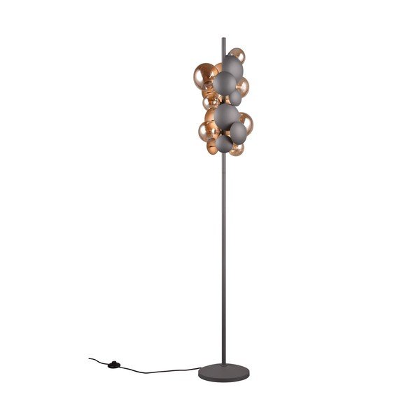 Pelēka/zelta krāsas stāvlampa ar stikla abažūru (augstums 155 cm) Bubble – Trio Select