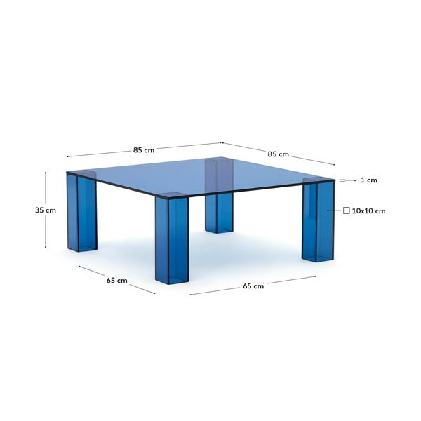 Zils stikla žurnālgaldiņš 85x85 cm Adularia – Kave Home-image-4