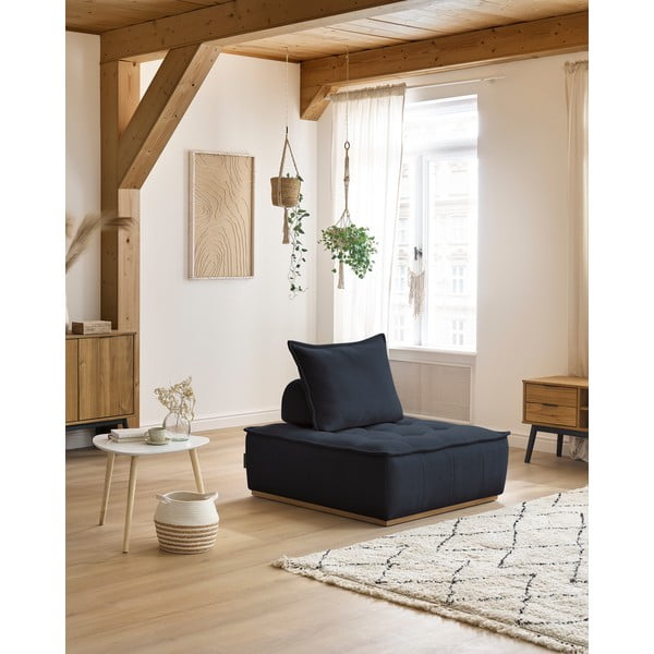 Tumši zils atpūtas krēsls no šenila auduma Elisa – Bobochic Paris-image-1