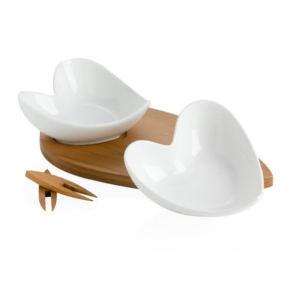 2 bļodiņu komplekts ar bambusa paplāti un diviem iesmiem Brandani Coeur Blanc-image-2