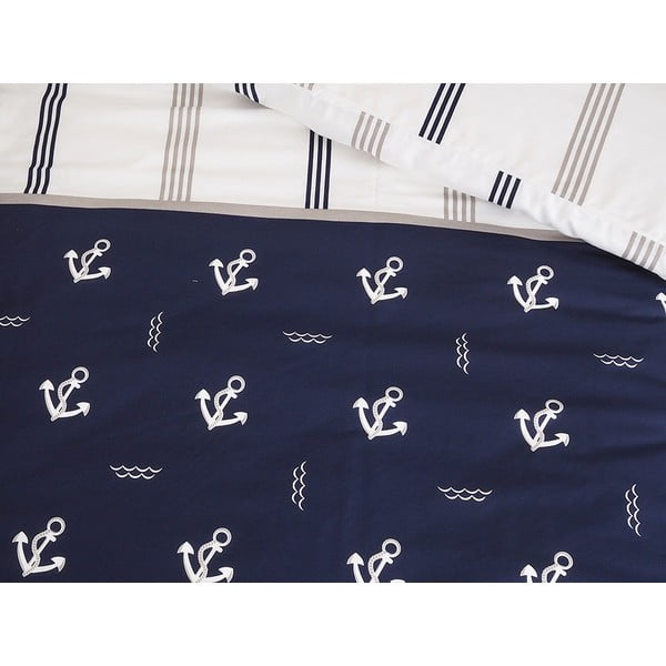 Tumši zila vienvietīga gultas veļa no krepa auduma 140x200 cm Exclusive – B.E.S.-image-3