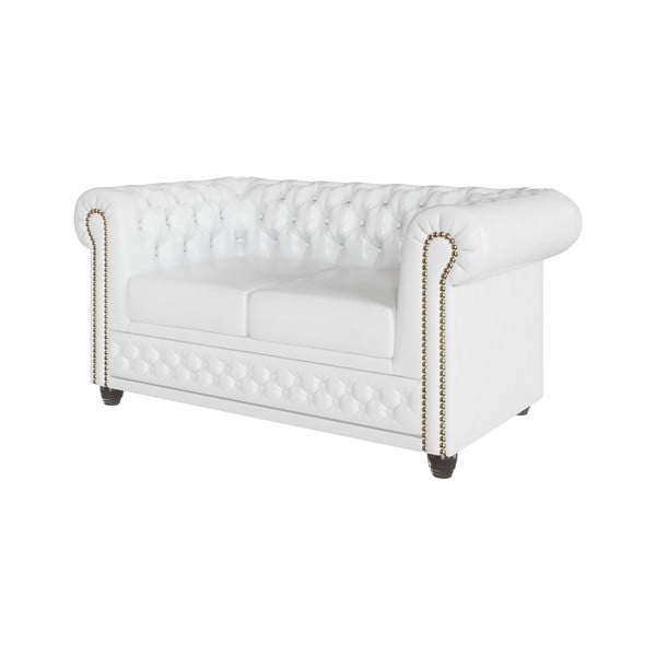 Balts ādas imitācijas dīvāns 148 cm York – Ropez